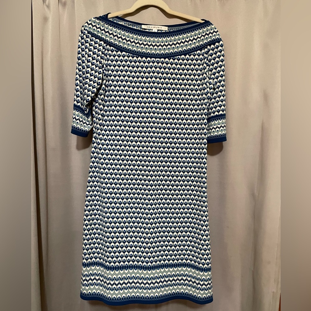 Max Studio blue & hire sheath dress